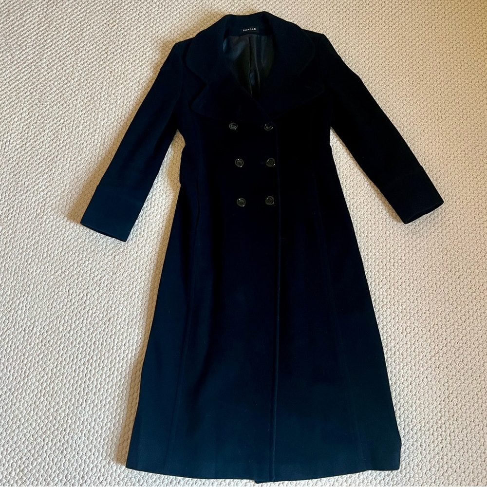 Searle Maxi Coat 100% Superfine Wool - Mint Condition, Size 10 Black